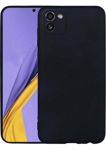 Galaxy A03 Kılıf Klasik Mat Renkli Yumuşak Premier Silikon Siyah