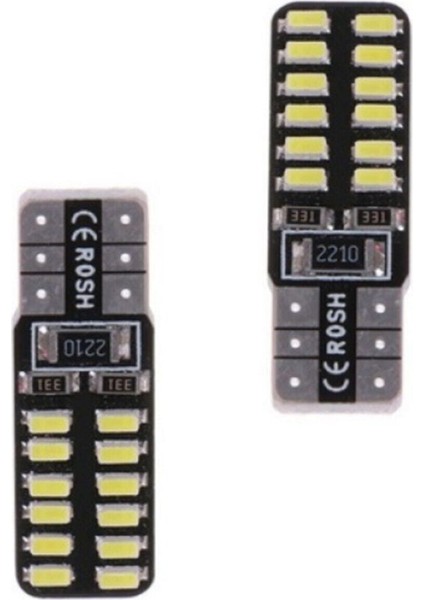 T10 Dipsiz W5W Canbus 24 Ledli Beyaz Park Plaka Ampulü (2 Adet)