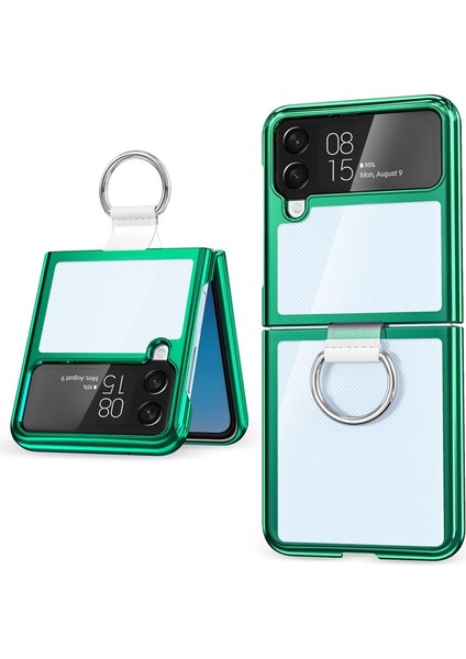 Qichenga Samsung Galaxy Z Flip 3 Parmak Yüzük Şeffaf Kaplama Sert Pc Koruma Cep Telefonu Kılıfı (Yurt Dışından)