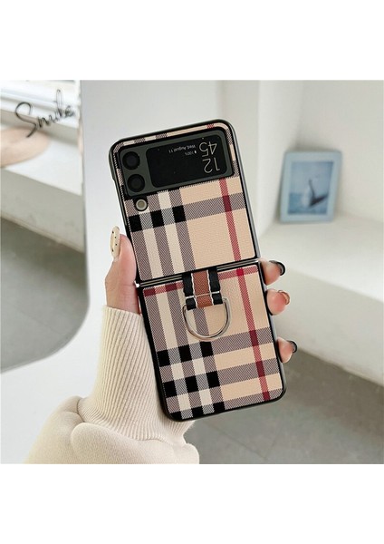 Qichenga Samsung Galaxy Z Flip 3 Kafes Desen Parmak Yüzük Sert Koruma Cep Telefonu Kılıfı Kapağı (Yurt Dışından) fiyatları