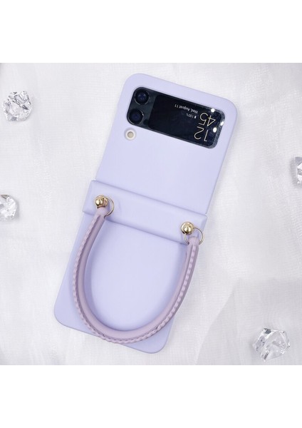 Qichenga Samsung Galaxy Z Flip 3 Bilek Bandı Macaron Hard Pc Her Şey Dahil Menteşe Tam Koruma Cep Telefonu Kılıfı (Yurt Dışından)