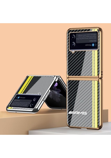 Qichenga Samsung Galaxy Z Flip 4 Karbon Fiber Ekleme Kaplama Temperli Cam Koruma Cep Telefonu Kılıfı Kapağı (Yurt Dışından) fiyatları