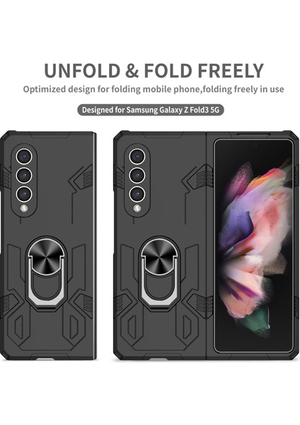 Qichenga Samsung Galaxy Z Fold 4 Metal Yüzük Sert Pc Zırhı Ağır Koruma Cep Telefonu Kılıfı Kapağı (Yurt Dışından)