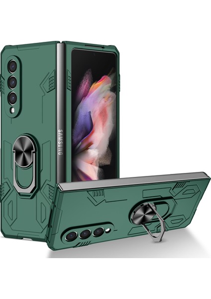 Qichenga Samsung Galaxy Z Fold 4 Metal Yüzük Sert Pc Zırhı Ağır Koruma Cep Telefonu Kılıfı Kapağı (Yurt Dışından)