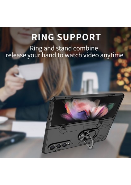 Qichenga Samsung Galaxy Z Fold 4 Metal Yüzük Sert Pc Zırhı Ağır Koruma Cep Telefonu Kılıfı Kapağı (Yurt Dışından) modelleri