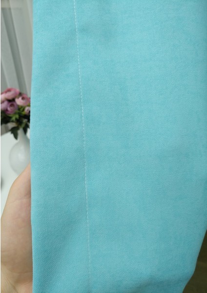 Taç Turkuaz Petek Kadife Dokulu Fon Perde, 1/2 Seyrek Pile, 100 x 240 cm indirimleri
