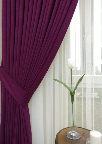 Taç Renkli Petek Kadife Dokulu Fon Perde, 1/2.5 Normal Pile, 50 x 260 cm fırsatları