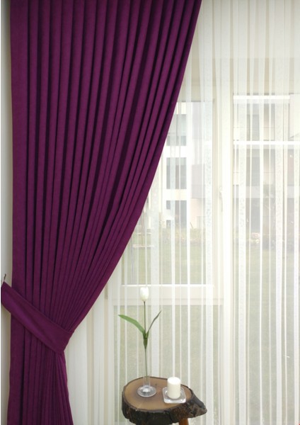 Taç Renkli Petek Kadife Dokulu Fon Perde, 1/3 Sık Pile, 50 x 270 cm modelleri