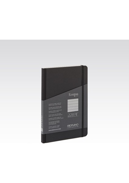 : Ecoqua Plus Kumaş Cilt Çizgili Defter : Siyah : A5 (90 gr - 80 Yaprak)