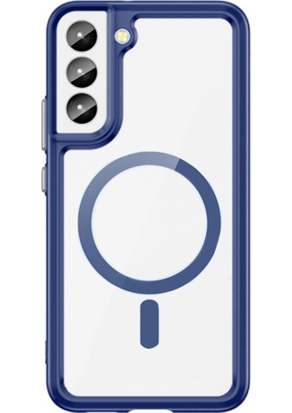 Samsung Galaxy S22 Magsafe Manyetik Darbeye Yarı Esnek Plastik Tpu Kılıf - AL3027 Mavi