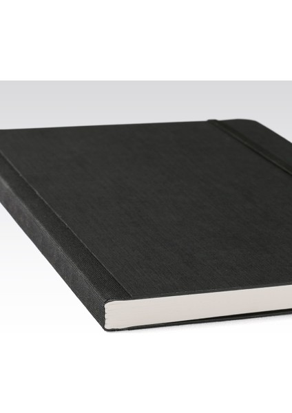 : Ecoqua Plus Kumaş Cilt Çizgili Defter : Siyah : A5 (90 gr - 80 Yaprak)