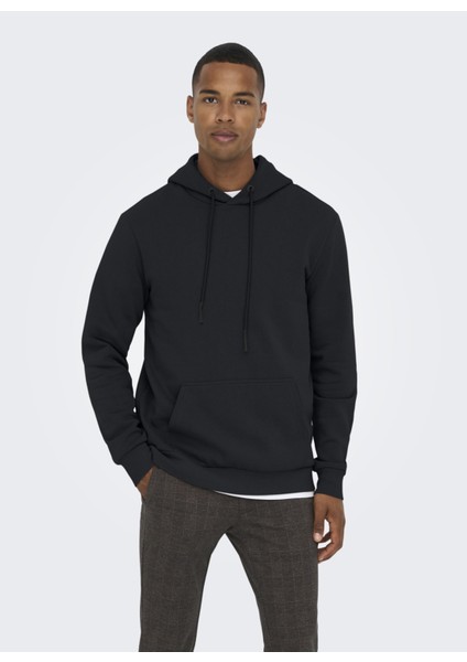Koyu Lacivert Erkek Sweat Shirt Onsceres Hoodie Sweat Noos