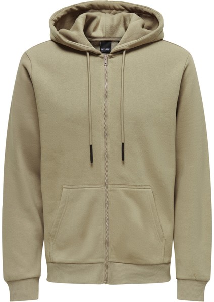 Açik Kahve Erkek Sweat Shirt Onsceres Zip Thr. Hoodie Sweat Noos