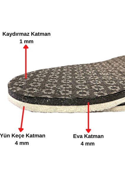 12 Çift Kaydırmaz Keçe Patik Panduf Tabanı, Delikli, 3 Katmanlı Hobi Örgü Tabanlığı, 9 mm Kalınlık fırsatları