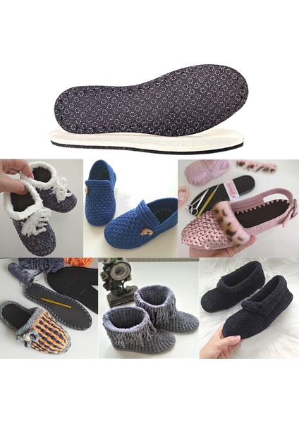 12 Çift Kaydırmaz Keçe Patik Panduf Tabanı, Delikli, 3 Katmanlı Hobi Örgü Tabanlığı, 9 mm Kalınlık indirimleri