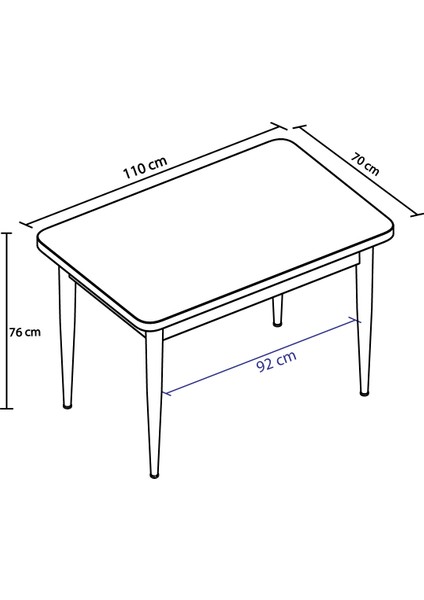 Lera Barok Desen 70x110 cm Mdf Yemek Masası Takımı 2 Sandalyeli