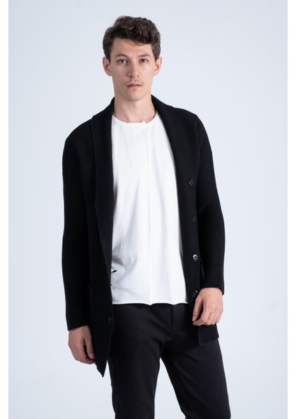 Erkek Regular Fit Çıtçıtlı Cepli Örme Uzun Triko Hırka modelleri