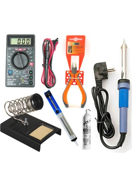 60w Havya + Lehim + Havya Standı + Lehim Pompası + Mini Yankeski + Multimetre