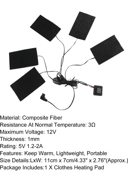 Elektrikli Giysiler Isıtma Pedi Yıkanabilir Sıcak USB Sonbahar Yelek Isıtma(Yurt Dışından)