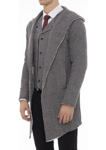 Erkek Uzun Kapüşonlu Salaş Örme Kumaş Hırka Cepli Rahat Model fiyatları