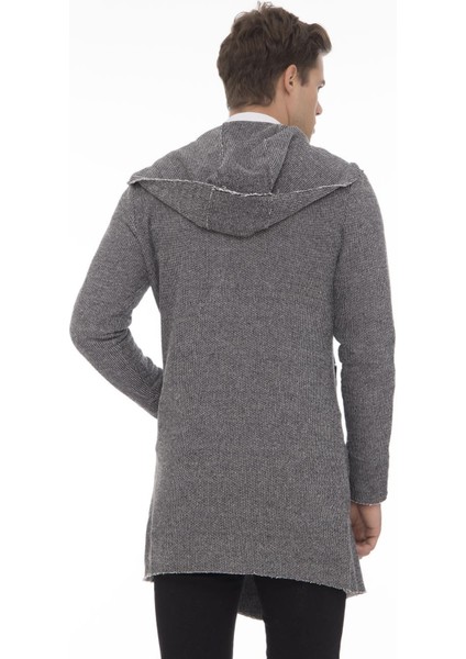 Erkek Uzun Kapüşonlu Salaş Örme Kumaş Hırka Cepli Rahat Model modelleri