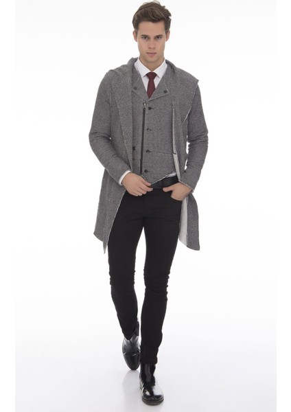 Erkek Uzun Kapüşonlu Salaş Örme Kumaş Hırka Cepli Rahat Model fırsatları