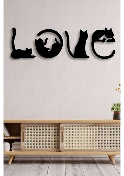 Kedi Love Dekoratif Ahşap Tablo