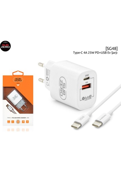 SG48 Type-C Pd+Usb Home Charger 25W