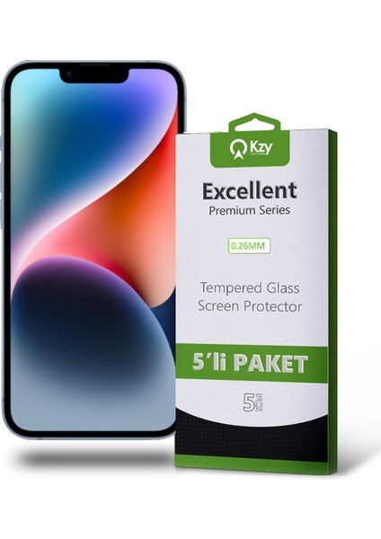 Apple iPhone 14 Plus Temperli Ekran Koruyucu Kırılmaz Cam Ekonomik 5'li Paket
