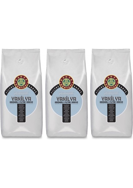 Vanilya Aromalı Filtre Kahve Çekirdek 3 Adet 1 Kg.