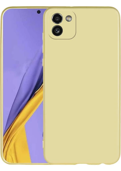 Case 4U Galaxy A03 Kılıf Klasik Mat Renkli Yumuşak Premier Silikon Altın