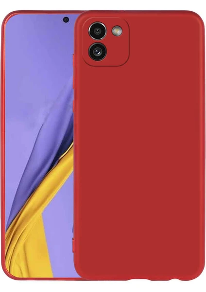 Case 4U Galaxy A03 Kılıf Klasik Mat Renkli Yumuşak Premier Silikon Kırmızı