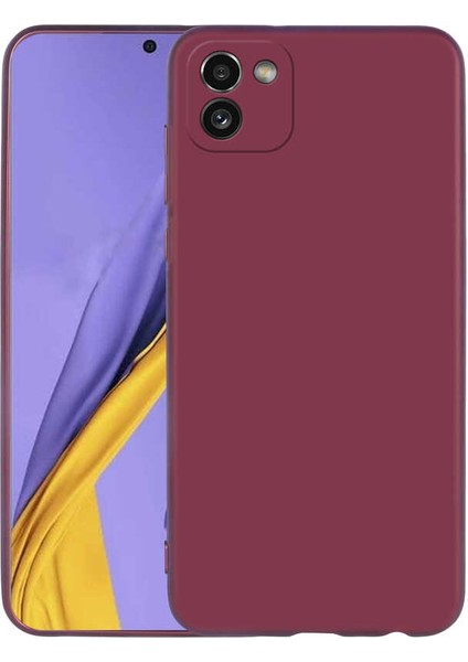 Case 4U Galaxy A03 Kılıf Klasik Mat Renkli Yumuşak Premier Silikon Mürdüm