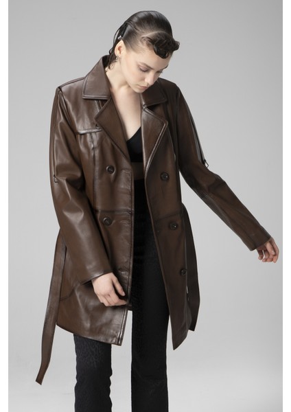 K060 Gerçek Deri Kadın Trençkot modelleri