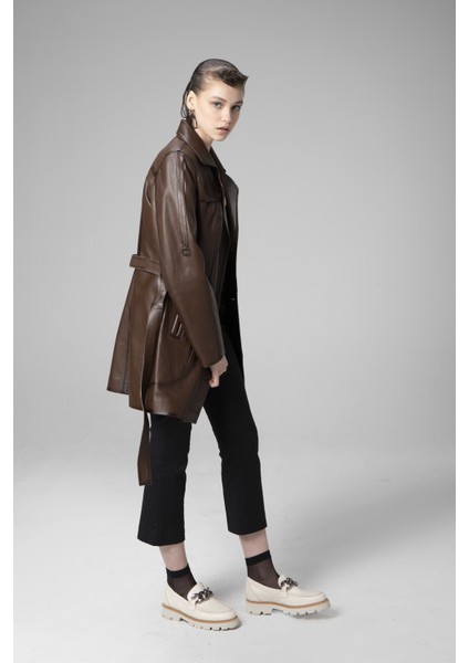 K060 Gerçek Deri Kadın Trençkot fırsatları