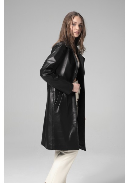 WM033 Gerçek Deri Kadın Trençkot modelleri