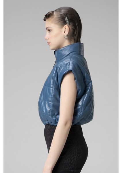 WM054 Gerçek Deri Kadın Şişme Yelek