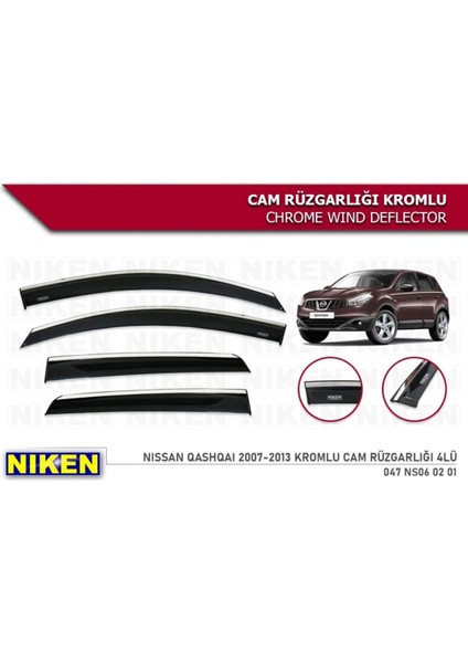 Nissan Qashqai 2007-2013 Kromlu Cam Rüzgarlığı 4 Lü fiyatları