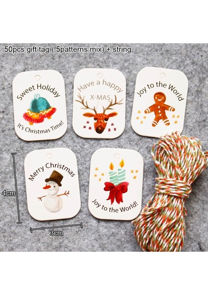 50 Adet Noel Temalı Kart - Çok Renkli (Yurt Dışından)