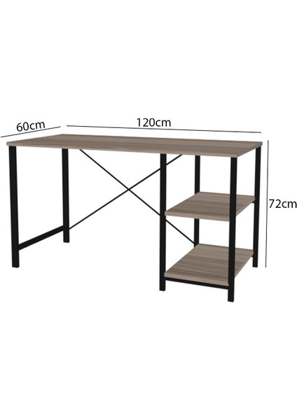 Dekormila Metal Bilgisayar Çalışma Masası Ceviz