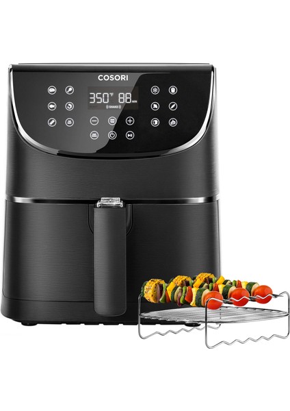 Premium XXL 5.8-Quart ( 5.5 Litre ) - Wi-Fi özellikli 1700W Dokunmatik Panelli Yağsız AirFryer Fritöz - Siyah