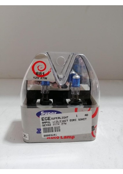 Far Ampülü Eğri Soket Beyaz Işık 12V 27W H27 2 Adet
