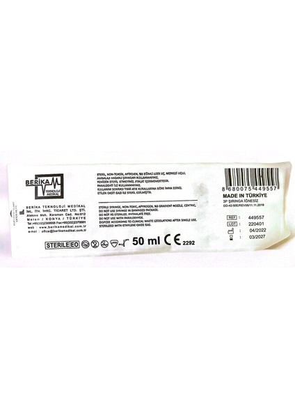 Beslenme Enjektörü Steril Çam Uçlu Şırınga 50 ml 70 Adet