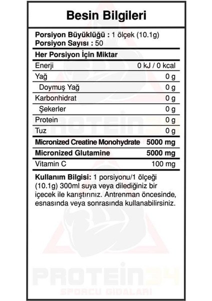 Big2 Glutamine + Creatine Aromasız 505G 50 Servis