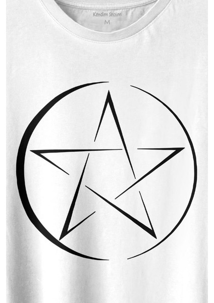 Pentagram Stencil Symbol Satanizm Baphomet Mührü Logosu Baskılı Tişört Unisex T-Shirt fiyatları