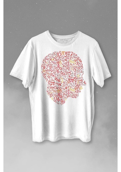 Insan Kafası Matematik Formüllü Sayı Numaraları Denklem Baskılı Tişört Unisex T-Shirt