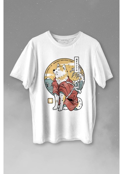 Akita Dog Japon Köpeği Shiba Inu Samurai Japanese Baskılı Tişört Unisex T-Shirt