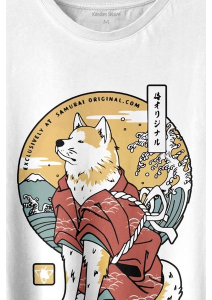 Akita Dog Japon Köpeği Shiba Inu Samurai Japanese Baskılı Tişört Unisex T-Shirt fiyatları