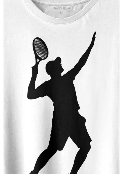 Tennis Player Tenis Raket Oyuncusu Silüet Baskılı Tişört Unisex T-Shirt fiyatları