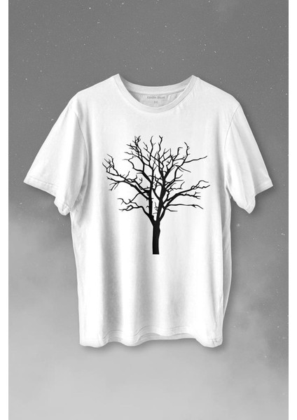 Nature Hayat Ağacı Kuru Ağaç Silüeti Baskılı Tişört Unisex T-Shirt